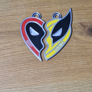 Deadpool Wolverine Heart Logo Keychain / Necklace 3D Printed image 9
