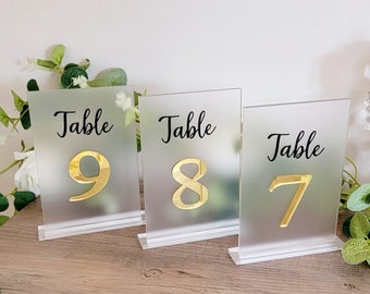 Frosted Acrylic Table Numbers, Frosted Acrylic Sign, Wedding Table Decor, Wedding Signage Table Numbers