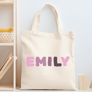 Sac fourre-tout personnalisé pour enfant, Sac fourre-tout personnalisé, Prénom personnalisé, Sac prénom enfant, Cadeau d'anniversaire pour enfants, Sac fourre-tout d'école