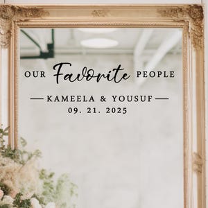 Seating Chart Decal Wedding Sign - Our Favorite People Vinyl Decal with Names & Date, Removable DIY Find Your Seat Wedding Decor