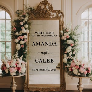 Custom Wedding Welcome Sign Vinyl Decal: Personalized Mirror Decor