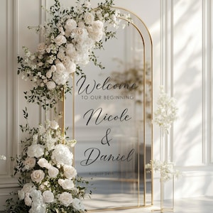 Welcome to our Beginning Wedding Vinyl Decal Sticker for Mirrors, Acrylic Glass, Wooden Boards, Custom Welcome Wedding Mirror Signs Decor