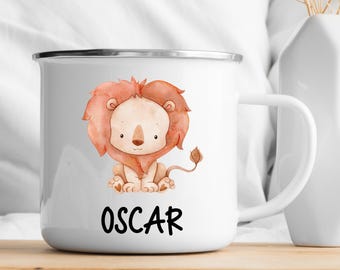 Personalized Safari Animals Enamel Mug, Custom Kid's Mug