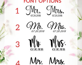 Personalized Wedding Name Decal, Mr and Mrs Decals, Glass Decals, Wine Decals, Coffee Mugs Decals, Vinyl Decals, Wedding Decals, Wedding