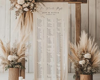 Plan de table de mariage personnalisé, enseigne en tissu de lin et coton, décoration bohème rustique