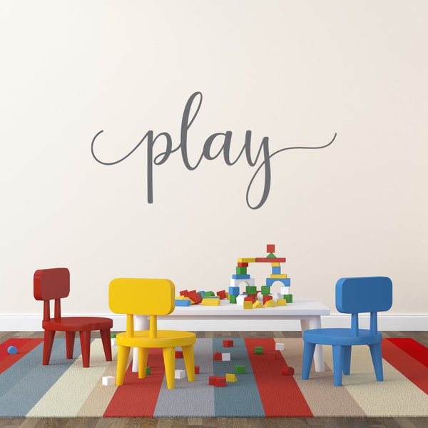 Play Wall Decal, Play Wall Decor, Play Room Decal, Playroom Sign, Play Decal, Play Sticker, Playroom Wall Decor, Kids Room Decal