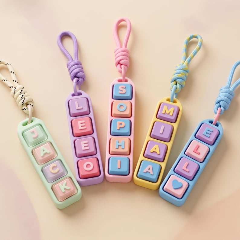 Click Fidget Keychain Custom Custom Name Keyboard Clicker Keychain, Pastel Mechanical Switch Fidget ...