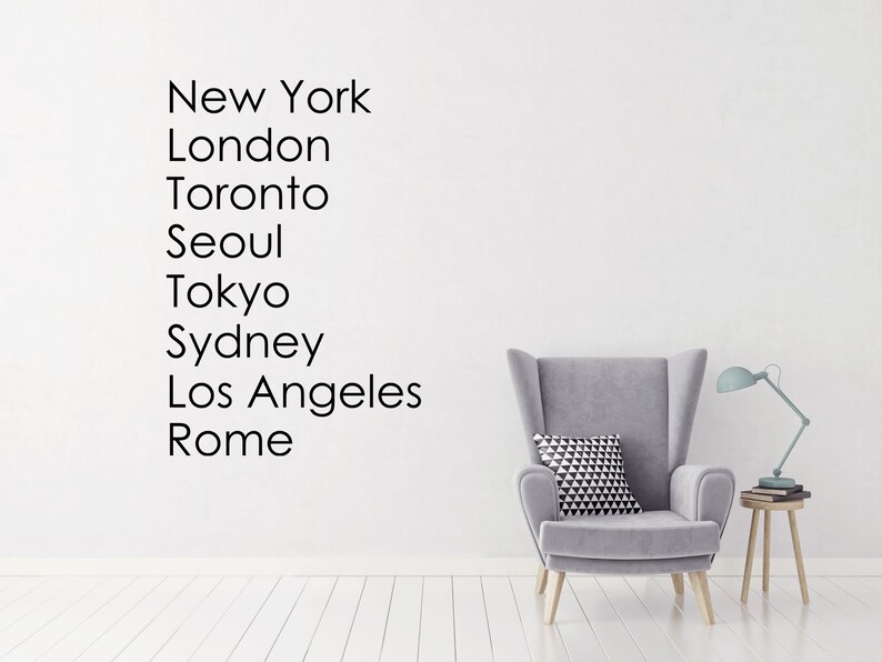 City Name Decal City Name Wall Decal City Name Sign City - Etsy