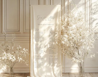 Enseigne personnalisée en tissu pour tableau des sièges de mariage en lin