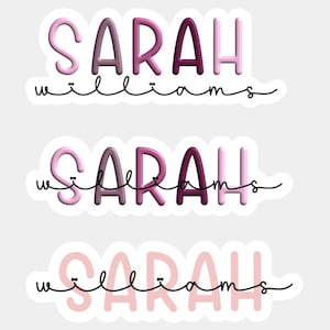 Personalized Name Vinyl Sticker, Custom Waterproof Name Labels, Holographic Names Stickers