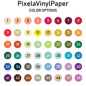Pu&ograve; includere: Una cartella colori con 48 colori diversi, numerati da 1 a 48. I colori sono disposti in una griglia di 6 righe e 8 colonne. I colori vanno dal chiaro allo scuro e dal freddo al caldo.