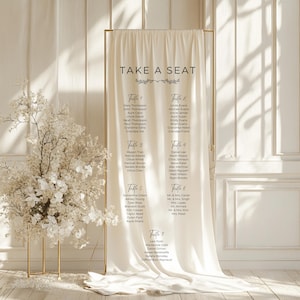 Take a Seat Seating Chart Linen Fabric Sign, Fabric Wedding Table Plan, Personalized Wedding Seating Chart Fabric Sign, Table Seating Chart