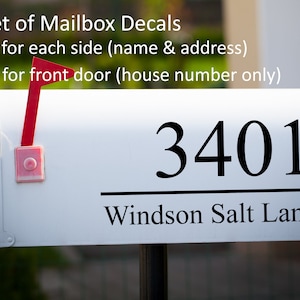 Set of 3 Mailbox Decals, Vinyl Address Decals, Stickers for Mailbox, Mailbox Stickers, Personalized Name and Address, House Number Decals