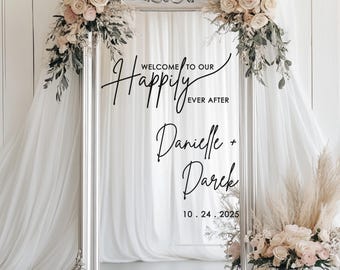 Happily Ever After Wedding Mirror Vinyl Decal, Custom Sign