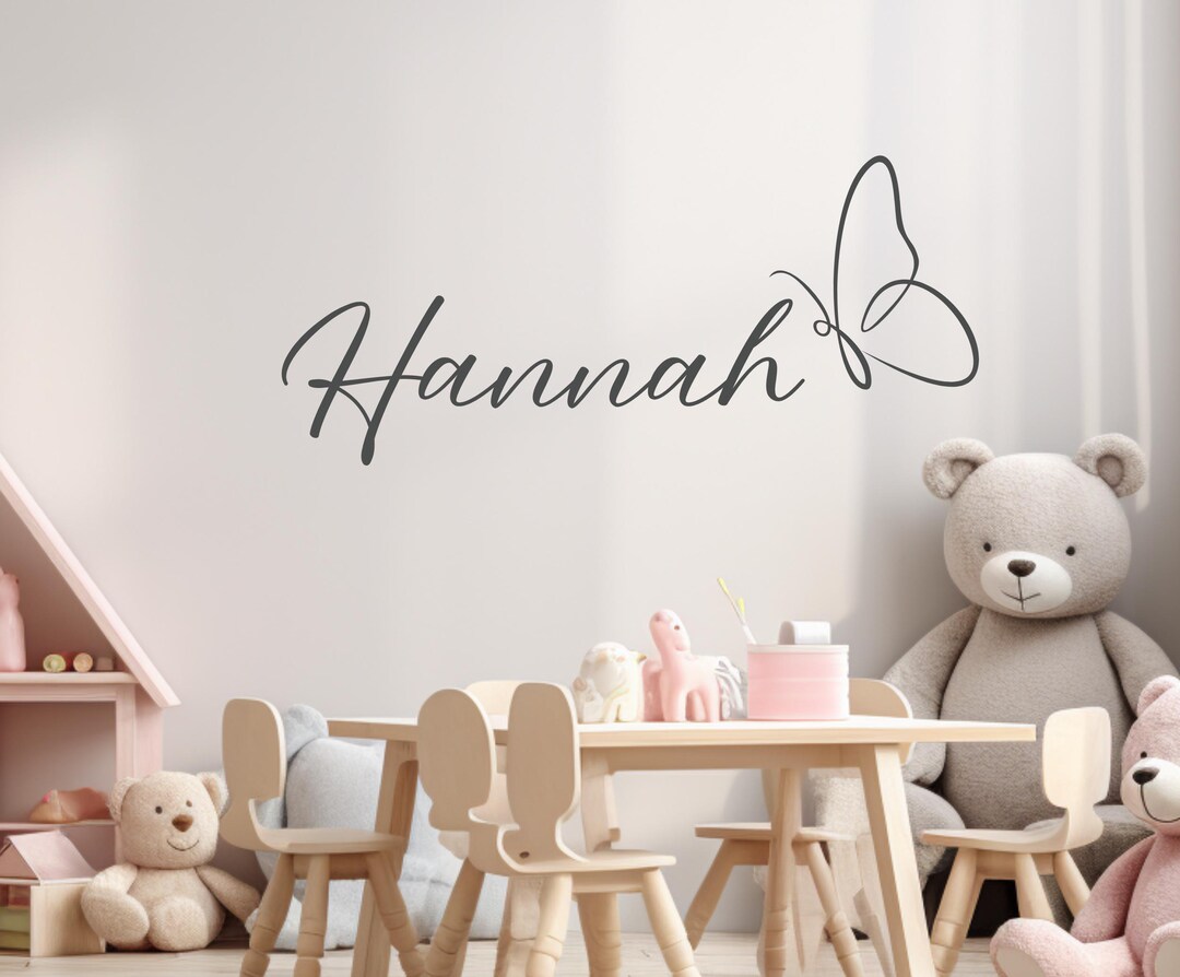 Butterfly Name Wall Decal, Personalized Name Wall Sticker - Girls Name ...