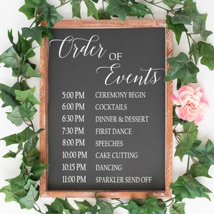 Wedding Order of Events Sign Decal, Wedding Timeline Sign, Order of Service Sign Decal, Rustic Wedding Sign, Wedding Vinyl Decal