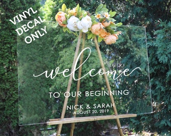 Welcome Wedding Sign Decal, Personalized Wedding Sign, Rustic Wedding Decor, Wedding Signs, Wedding Decal, Wedding Decor, Vinyl Decals
