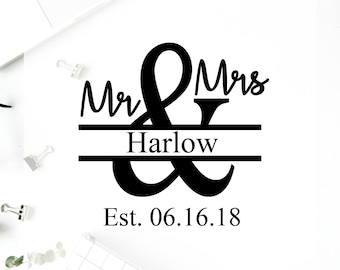 Mr and Mrs Monogram Vinyl Decal: Custom Wedding Decor