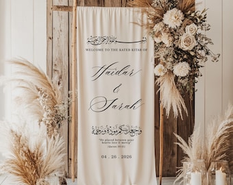 Panneau personnalisé Bienvenue sur le linge de mariage musulman, décoration Nikkah