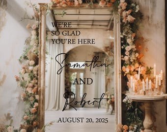 Wedding Welcome Mirror Vinyl Decal: Customizable Reception Sign