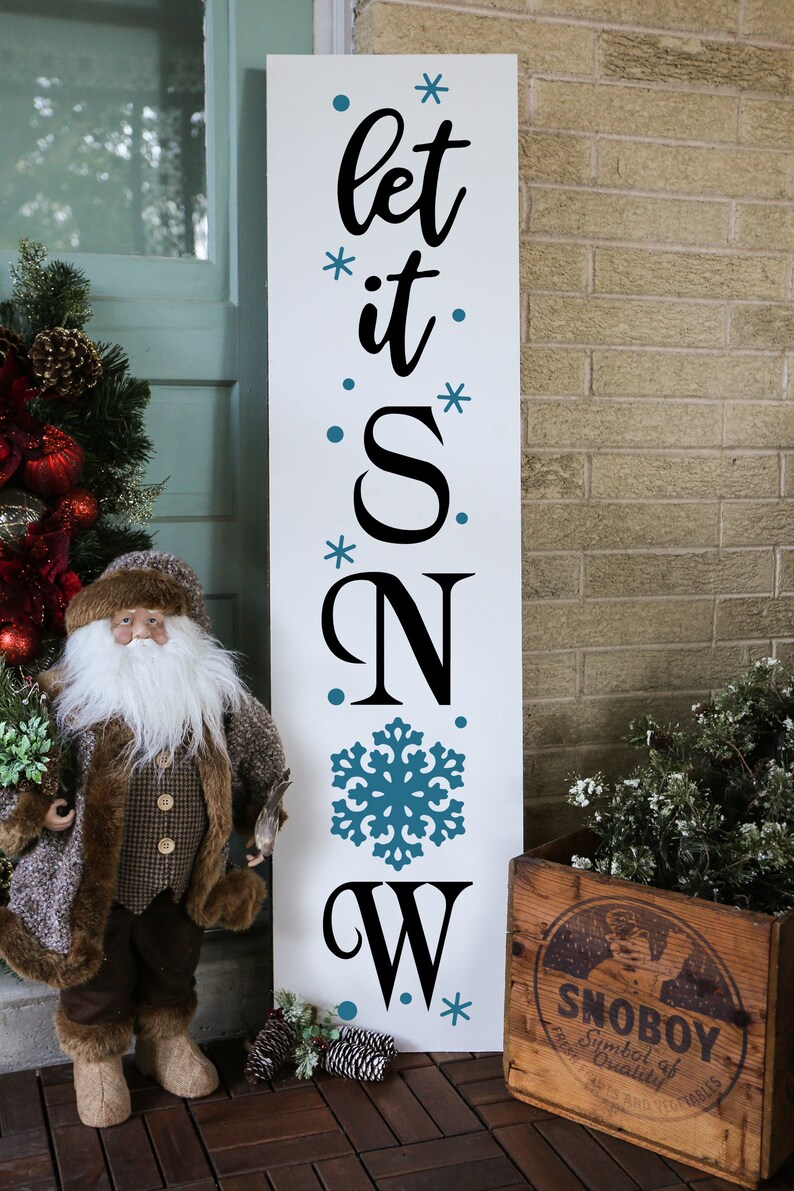 Let It Snow Front Porch Vinyl Decal Sign Christmas Front | Etsy