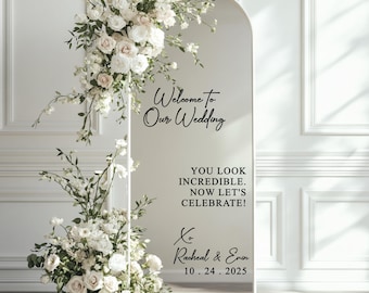 Wedding Mirror Vinyl Decal, Reception Sign, Custom Welcome