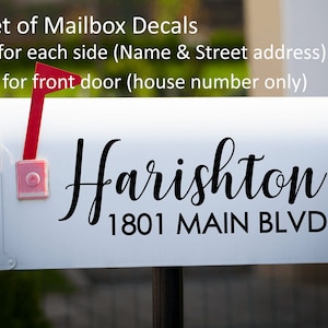 Set of 3 Mailbox Decals, Vinyl Address Decals, Stickers for Mailbox, Mailbox Stickers, Personalized Name and Address, House Number Decals