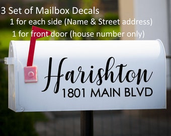 Set of 3 Mailbox Decals, Vinyl Address Decals, Stickers for Mailbox, Mailbox Stickers, Personalized Name and Address, House Number Decals