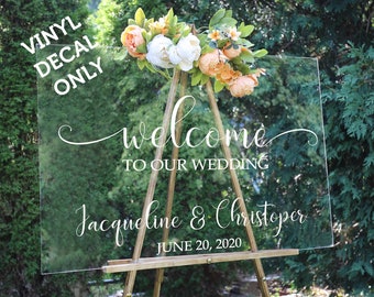 Personalized Welcome to our Wedding Sign Decal, Personalized Wedding Sign, Rustic Wedding Decor, Wedding Vinyl Decal, Welcome Wedding