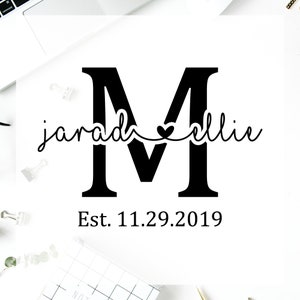Sticker nom personnalisé en vinyle pour mariage, Stickers monogrammes pour verre, Sticker mariage, cadeau de mariage, cadeau de la Saint-Valentin, cadeau de fiançailles