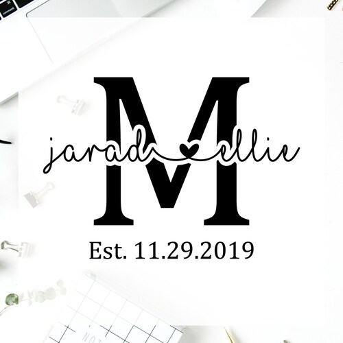 Personalized Wedding Name Vinyl Decal, Custom Monogram Tumbler Decal
