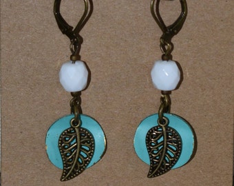 Antique Brass Leaf Earrings