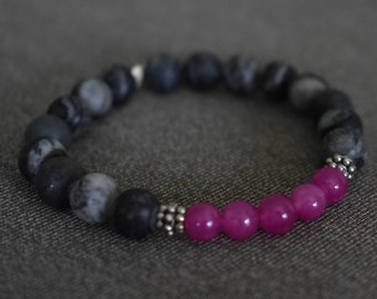 Black and Pink Beaded Bracelet