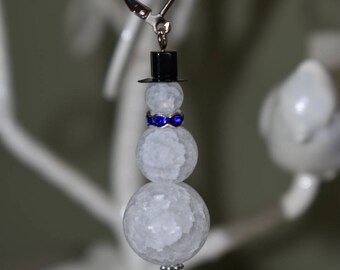 Tall Crystal Quartz Snowman Earrings