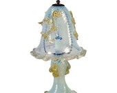 Opalescent Spiral Ribbed Venetian Boudoir Lamp - Late 1960 39 s