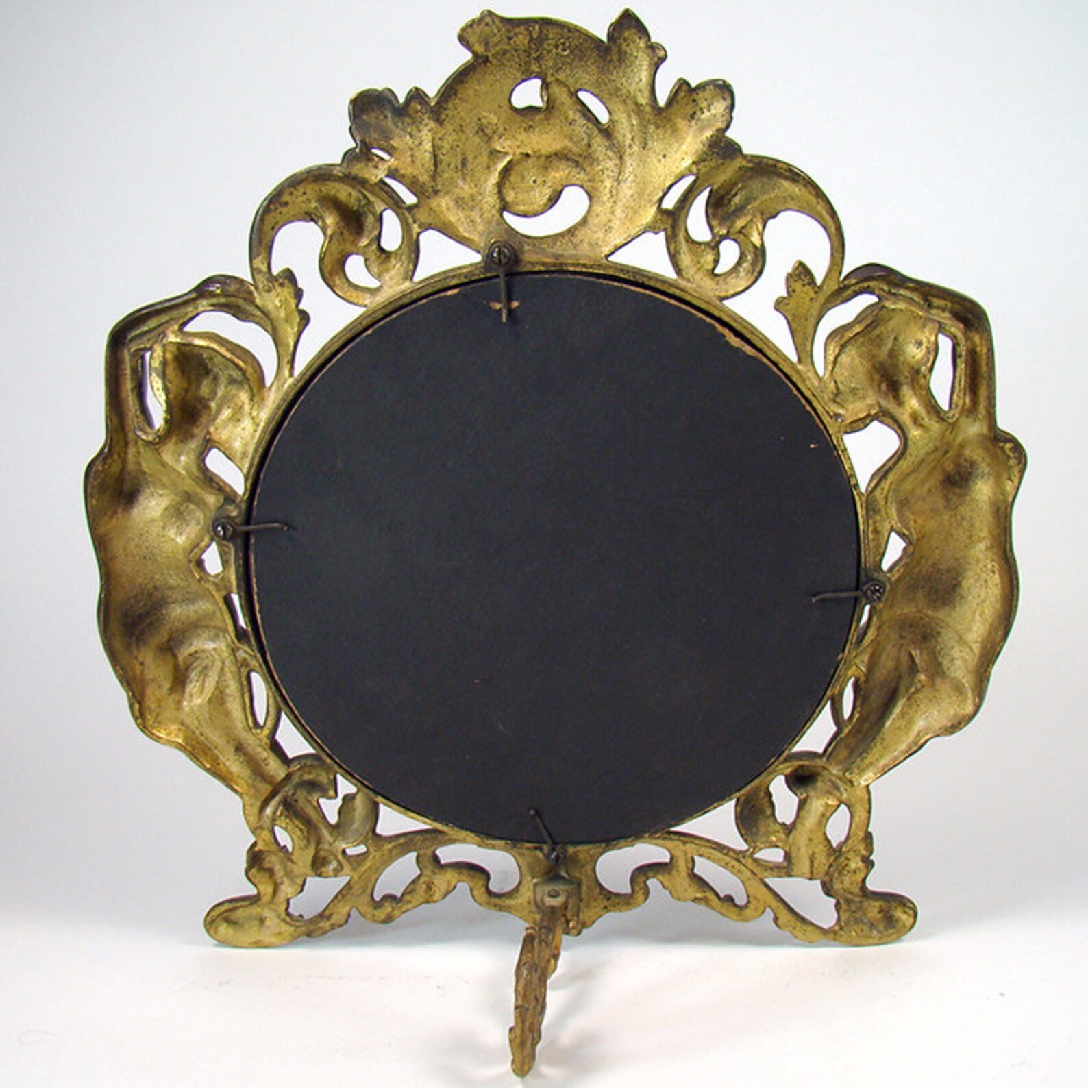 Art Nouveau Dresser Mirror With Full Figural Women and Beveled Glass
