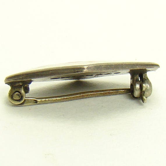 Sterling and Enamel Pin with Hexagon Shape and Re… - image 4