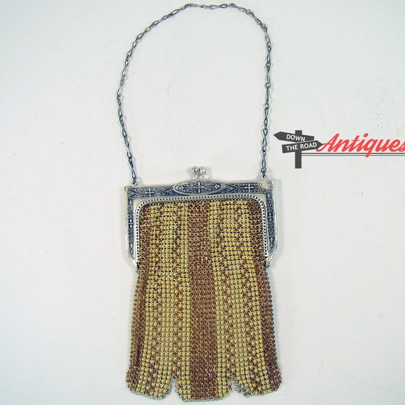 Silver Plated and Enamel Whiting & Davis Mesh Bag… - image 2