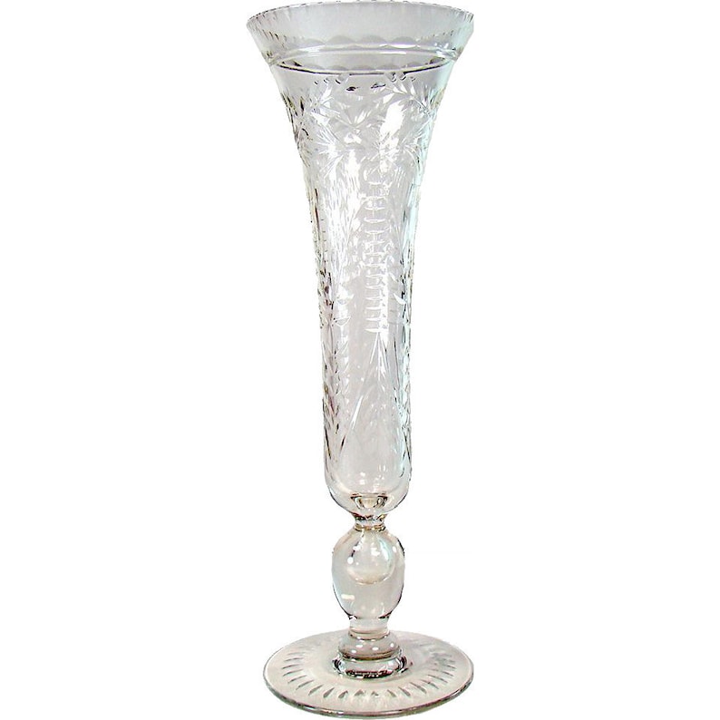 Cut Glass Pairpoint Trumpet Vase with Applied Bubble Etsy
