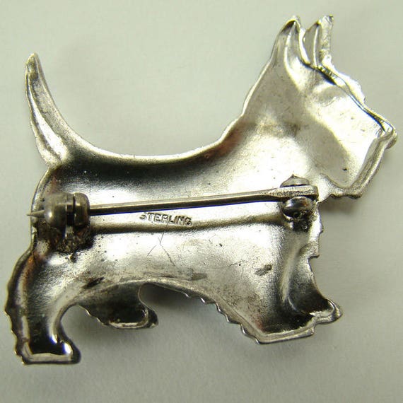 Sterling Enameled Scotty Dog Pin - 1940's - image 3