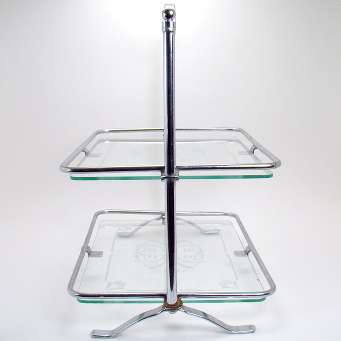 TwoTier Dresser Tray with Glass Inserts 1950's Etsy