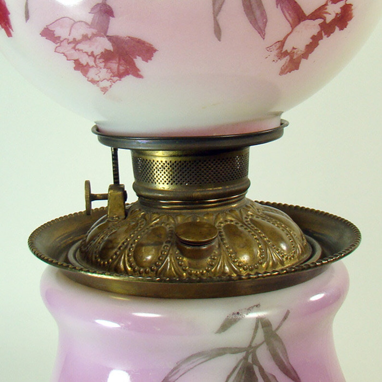 Hand Painted Banquet Lamp With Hydrangeas 1880's Etsy
