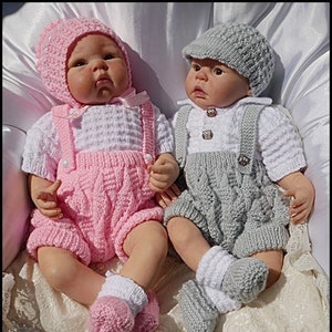 Knitting Pattern Traditional Shorts & Shirt Set 16-22” dolls/newborn/0-3m baby