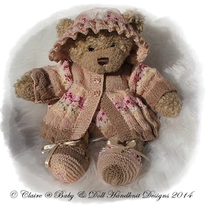 Knitting Pattern Pleated Coat Set 16” Teddy Bear or other Soft Toy