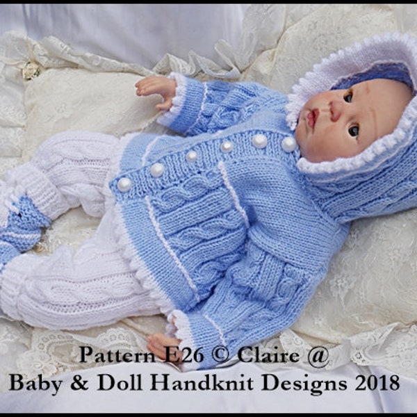 Picot Edged Hoody Set 16-22” dolls/newborn/0-3m baby