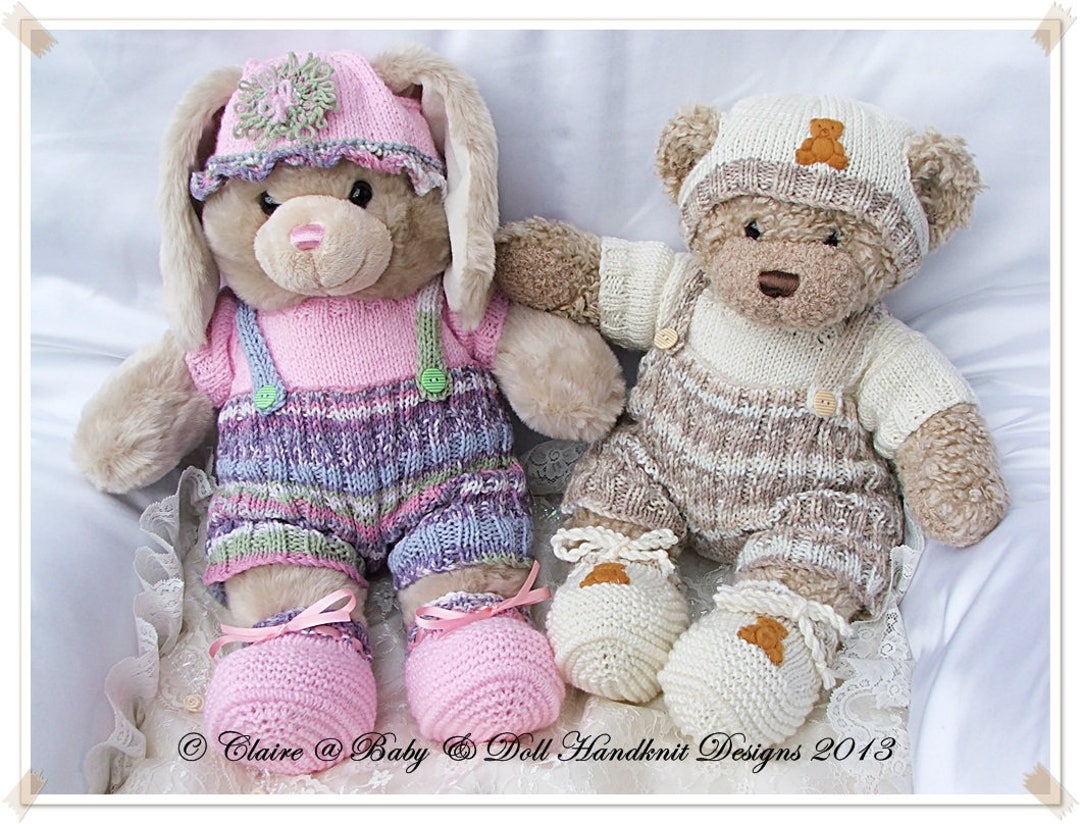 Knitting Pattern Buttoned Shorts T shirt Set for 16 Teddy or
