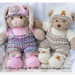 Knitting Pattern Buttoned Shorts & T-shirt set for 16” Teddy or Bunny/Dog/Soft Toy