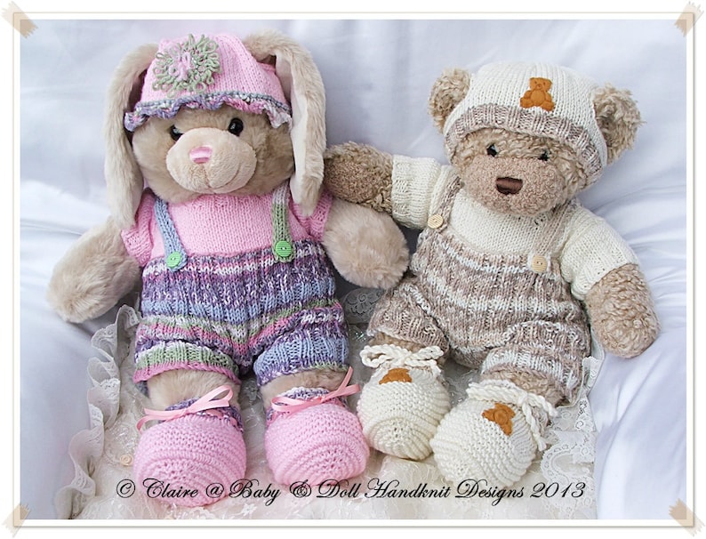 Knitting Pattern Buttoned Shorts & T-shirt set for 16 Teddy or Bunny/Dog/Soft Toy image 1