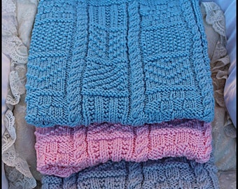 Cosy Chunky Chequered & Cabled Blanket Pattern