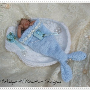 Knitting Pattern Shell Display and Mermaid Cocoon 4-5 inch doll